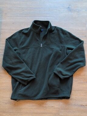 croft & barrow Dark Green Quarter Zip Fleece Pullover, Large